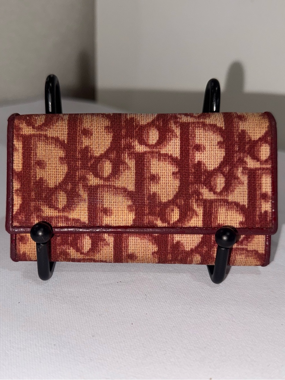 Dior Burgundy Trotter 6 Ring Key Case Card Holder